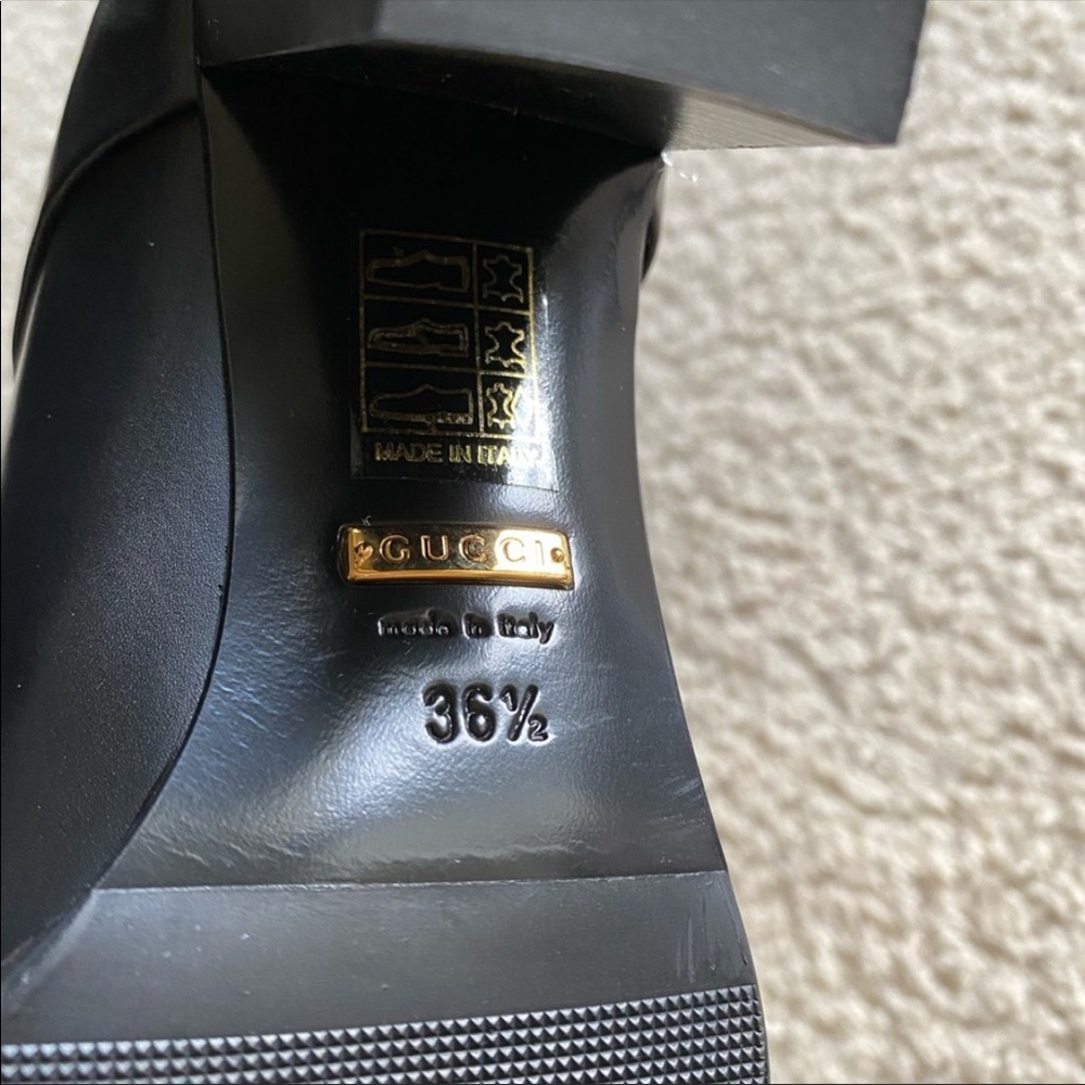 Gucci Black Marmont Leather Elite Calf Knee High Boots Sz 36.5 - Picture 9 of 16
